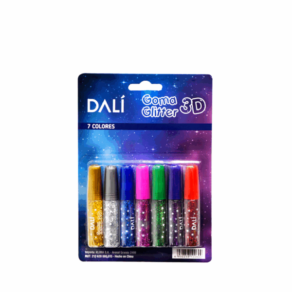 Goma Glitter 3D 7 colores DALI