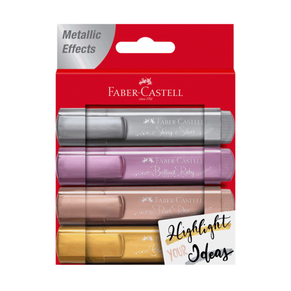 Estuche Destacador Metalizado Clásico x4 Faber-Castell